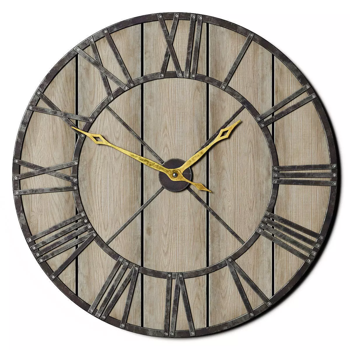Decorative Rustic Wall Clock Low-poly 3D model_0