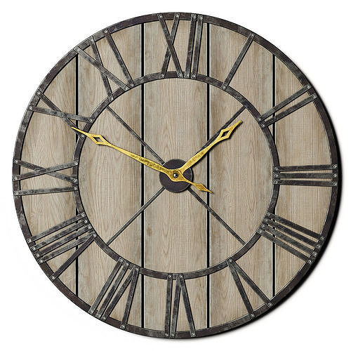 Decorative Rustic Wall Clock Low-poly 3D model