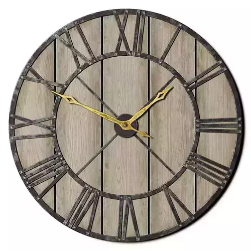 Decorative Rustic Wall Clock Low-poly 3D model