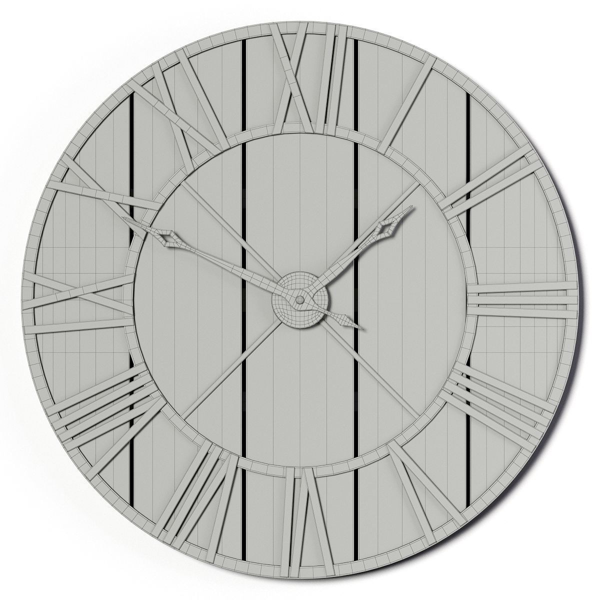 Decorative Rustic Wall Clock Low-poly 3D model_7