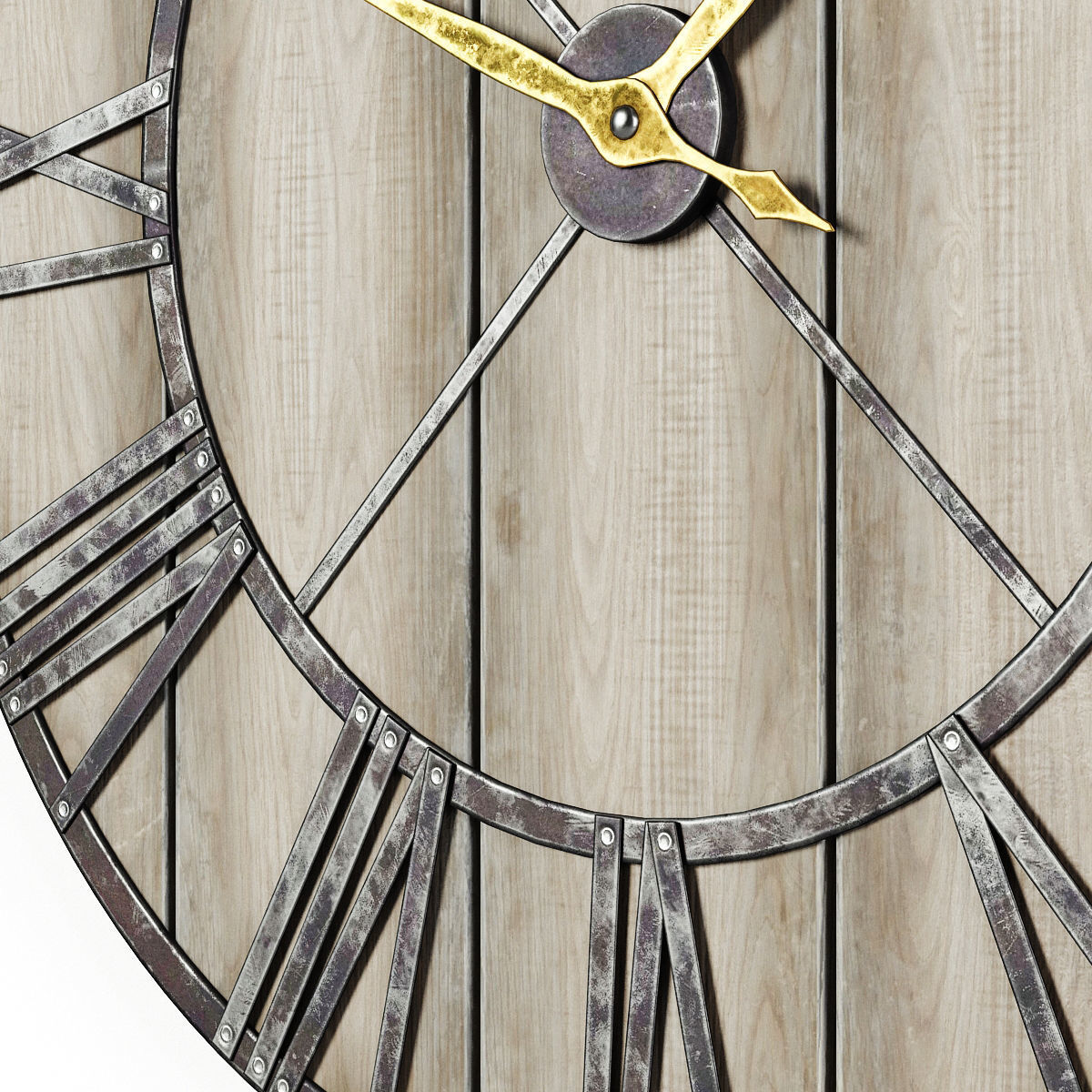 Decorative Rustic Wall Clock Low-poly 3D model_4