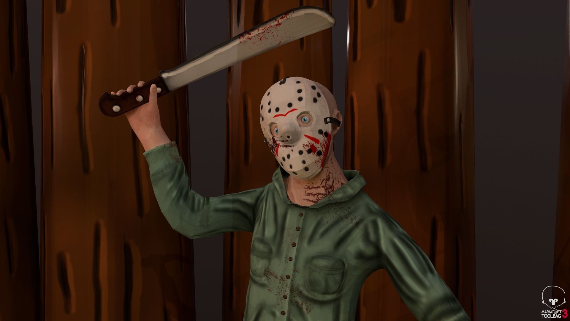 Stylized Jason Voorhees Low-poly 3D model_3