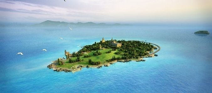 3DMAX model Island Castle Golf Course 3D model