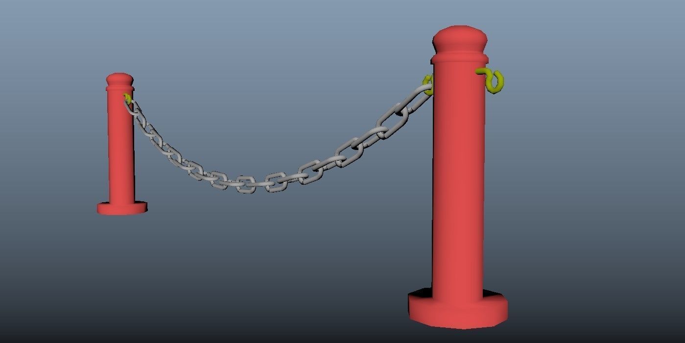 Queue Pole 3D Model Low-poly 3D model_3