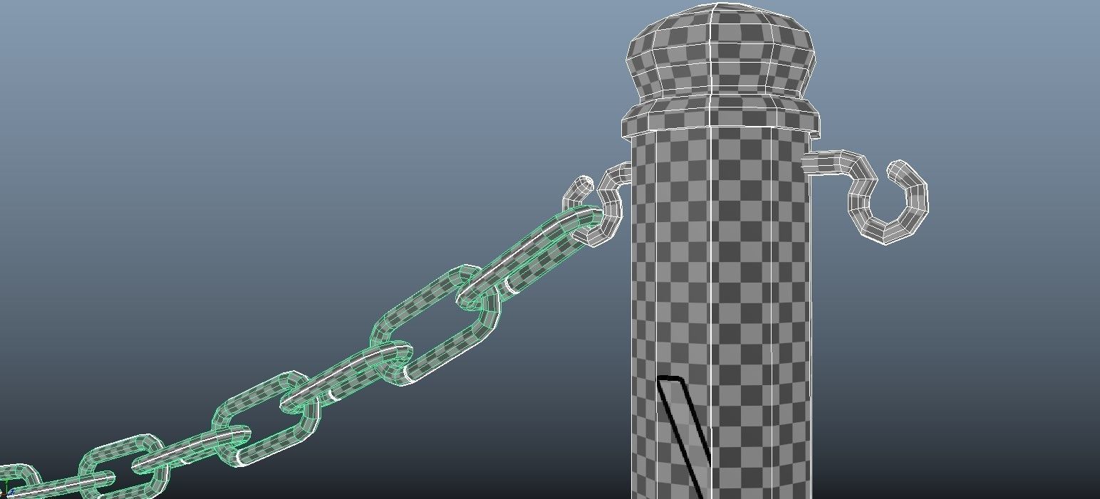 Queue Pole 3D Model Low-poly 3D model_1