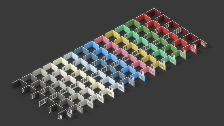 Low Poly Home kitchen with checkered floor Low-poly 3D model_10