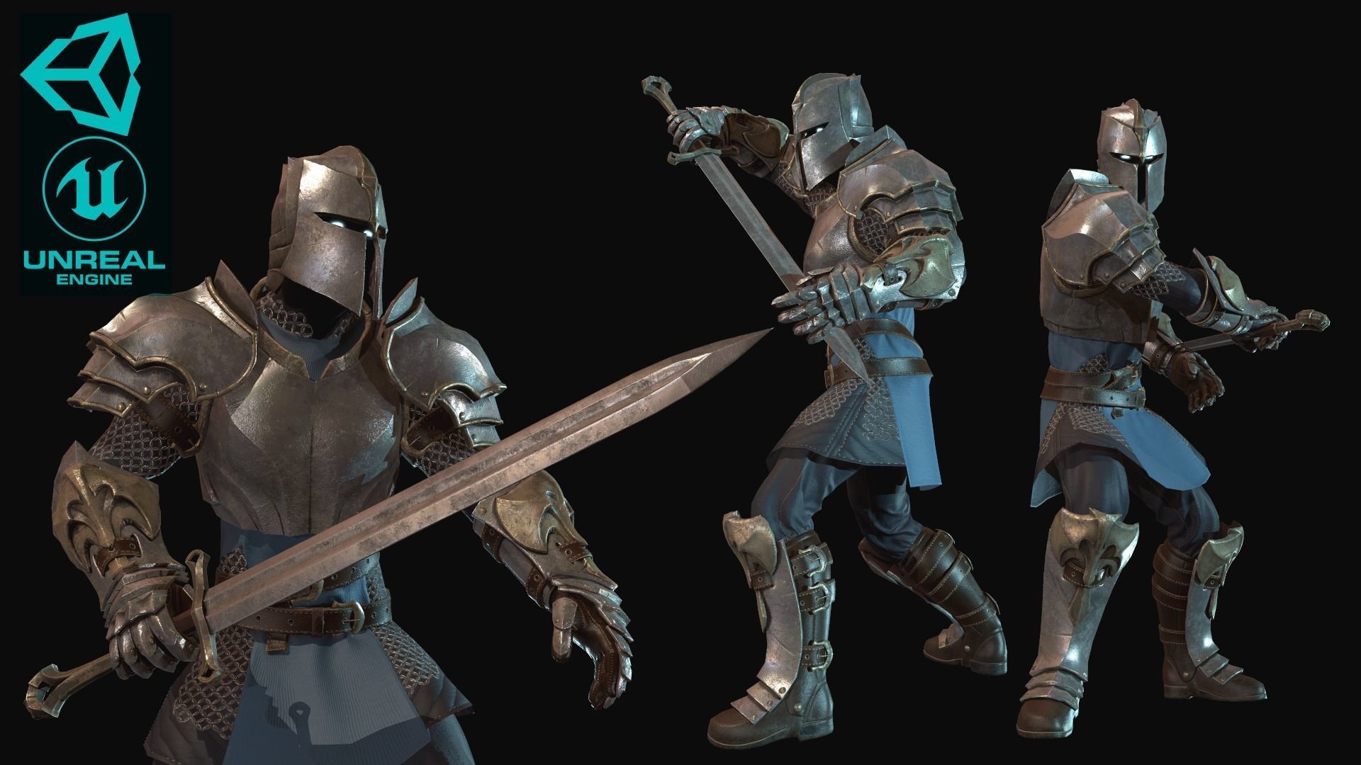 Knight - Rigged - Animated - Game Ready Low-poly 3D model_49