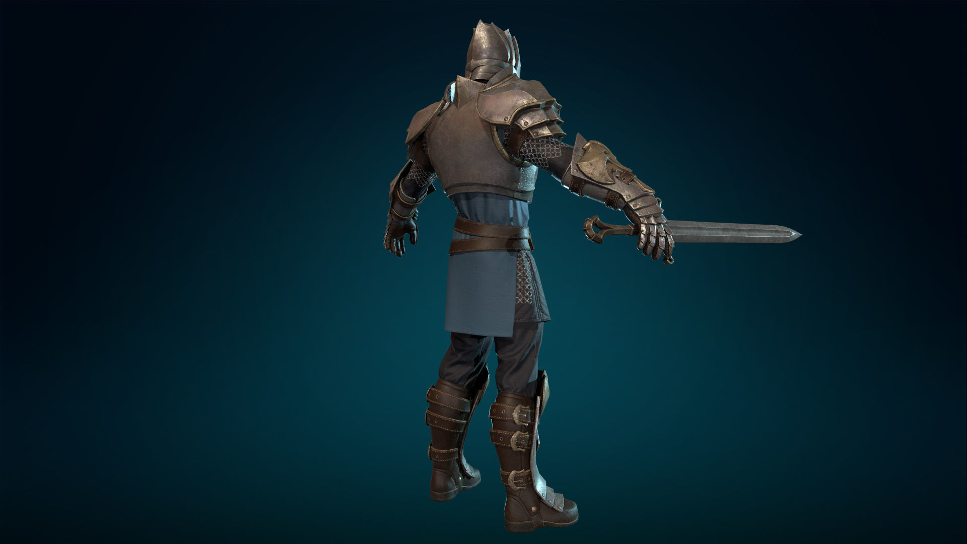 Knight - Rigged - Animated - Game Ready Low-poly 3D model_14