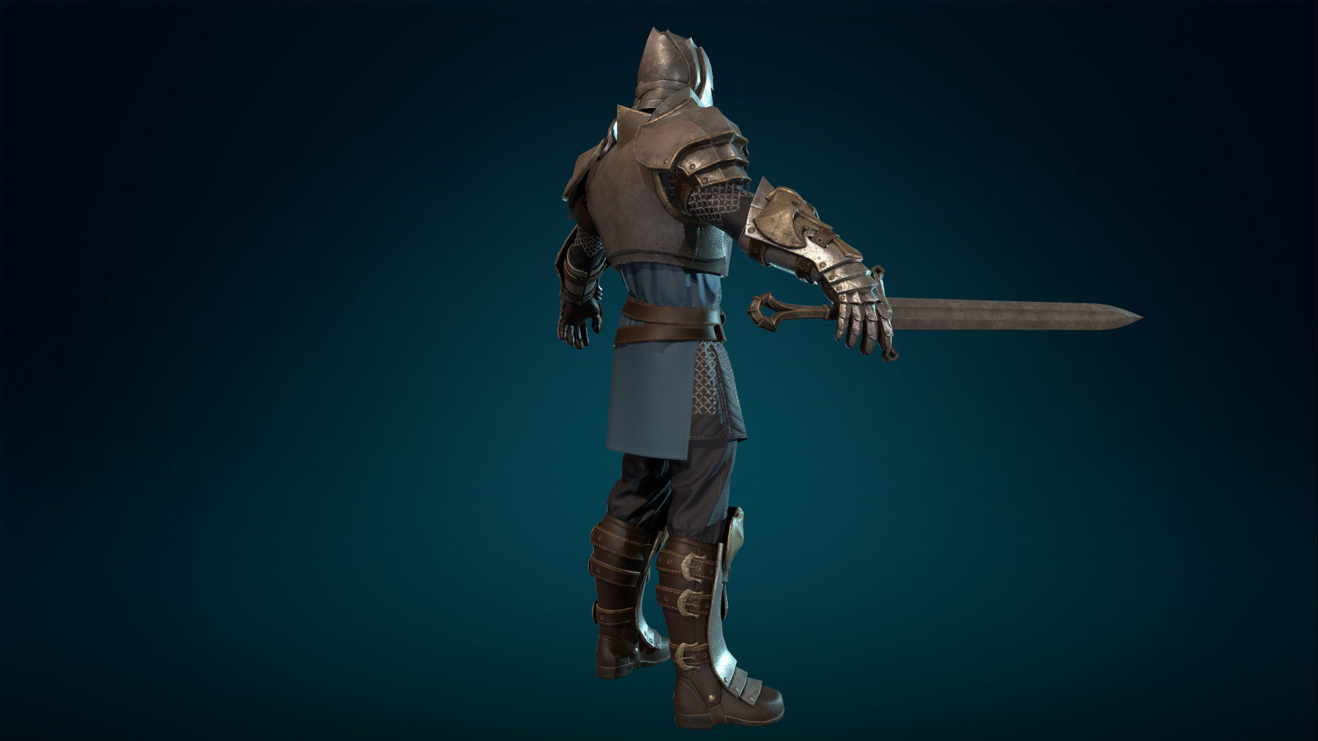 Knight - Rigged - Animated - Game Ready Low-poly 3D model_13