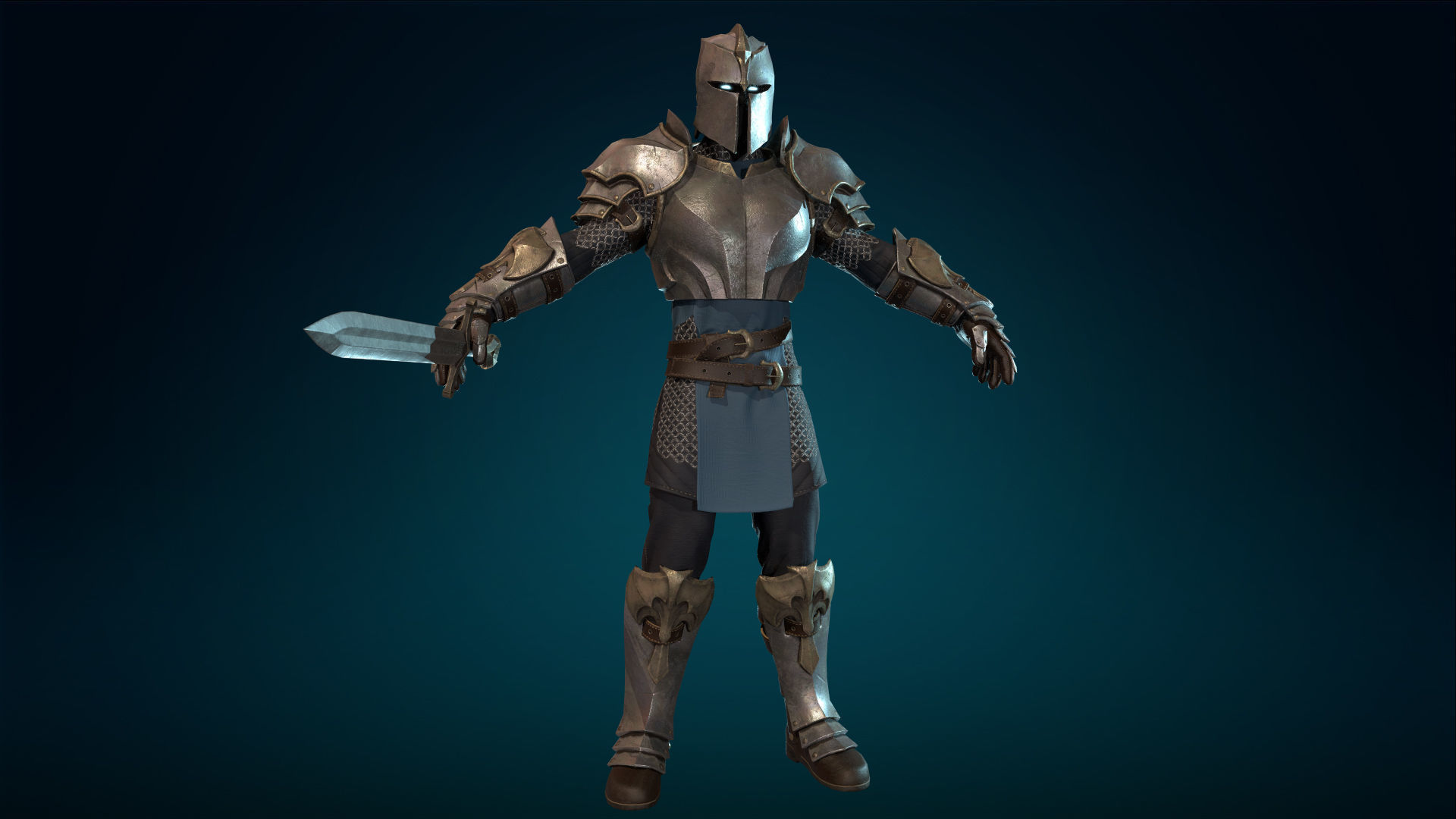 Knight - Rigged - Animated - Game Ready Low-poly 3D model_3