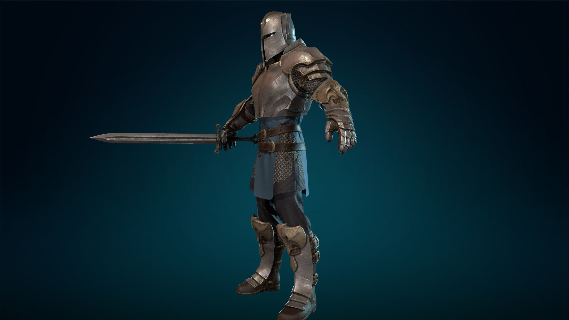 Knight - Rigged - Animated - Game Ready Low-poly 3D model_29