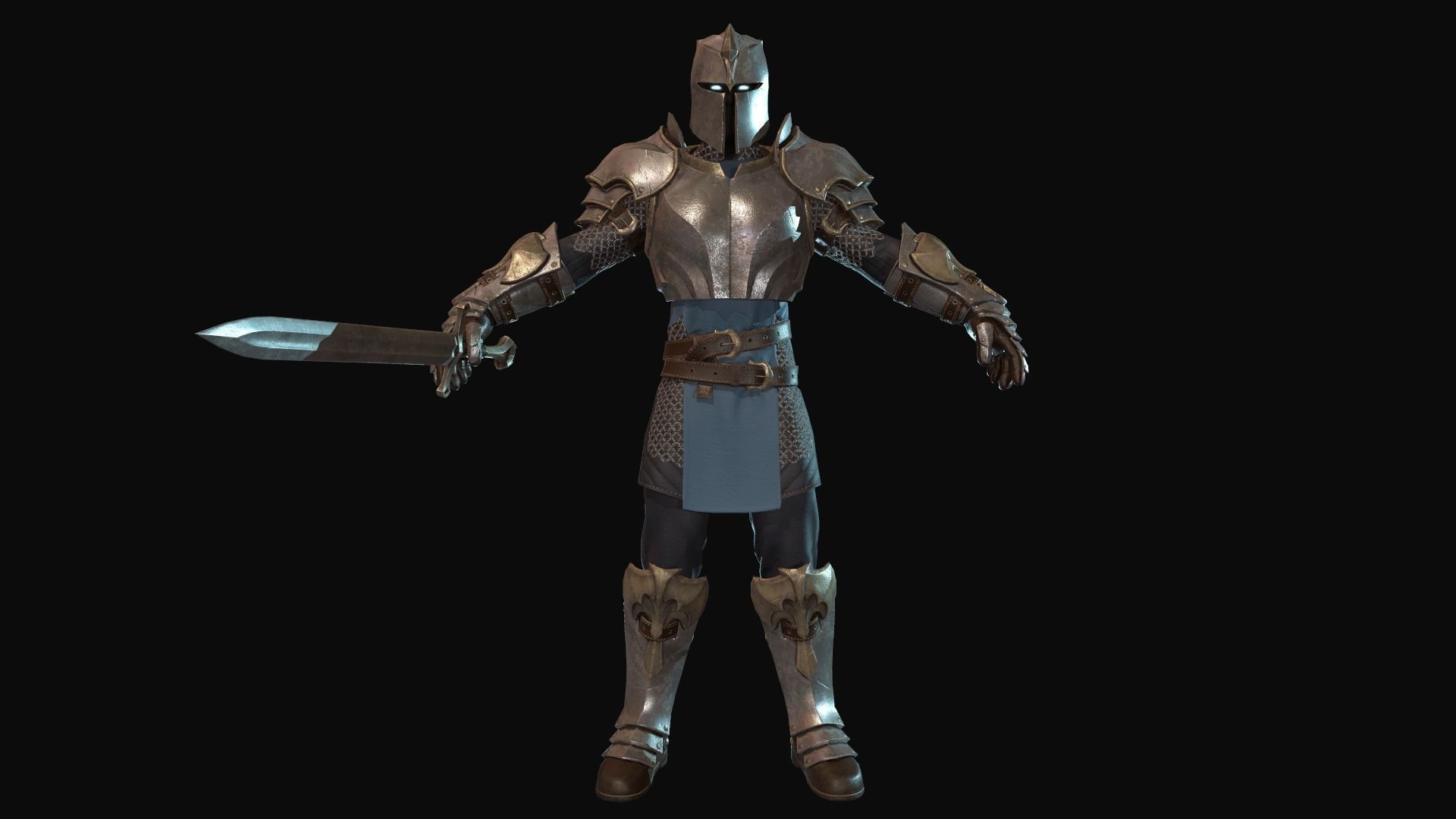 Knight - Rigged - Animated - Game Ready Low-poly 3D model_48