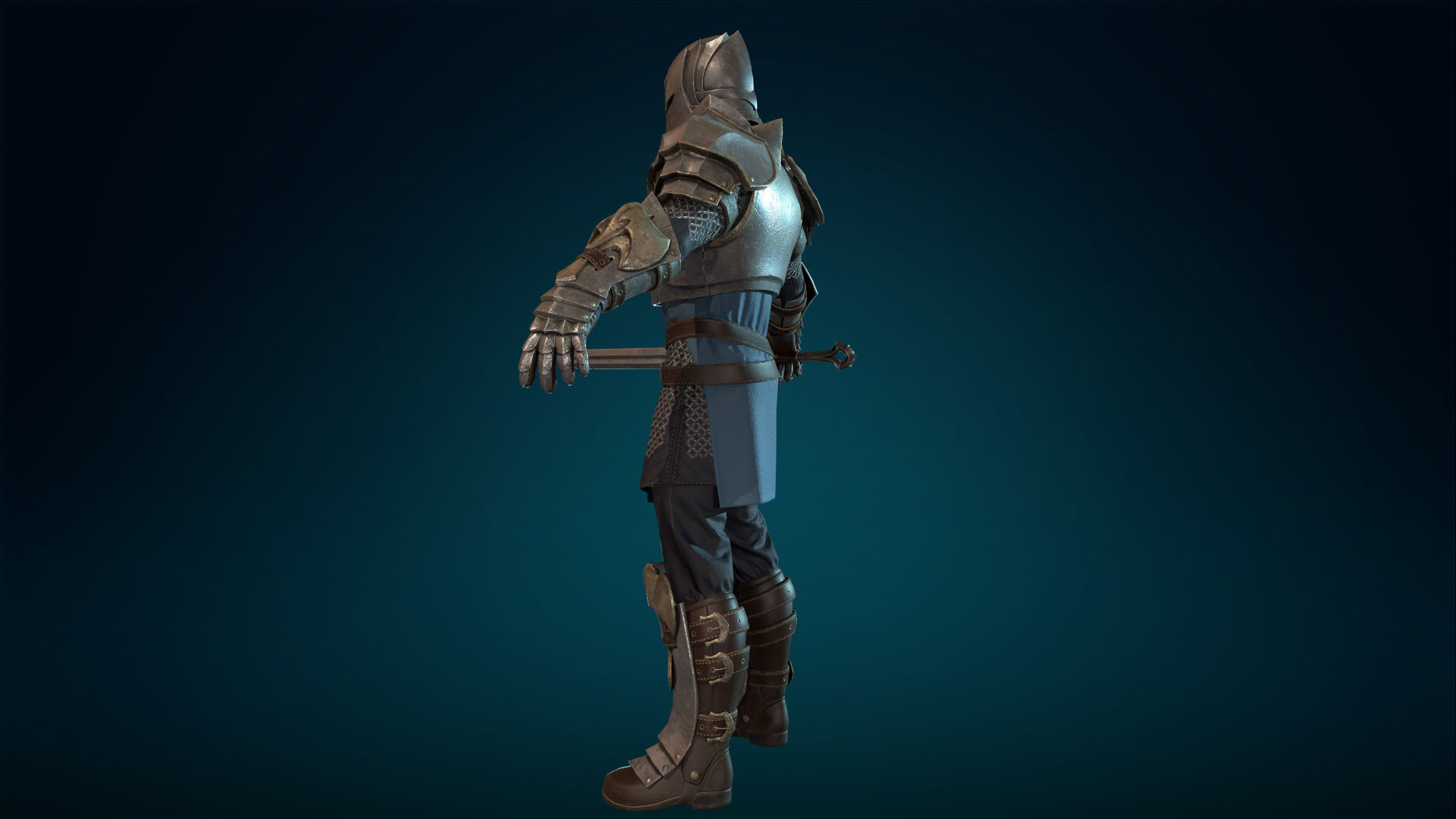 Knight - Rigged - Animated - Game Ready Low-poly 3D model_24