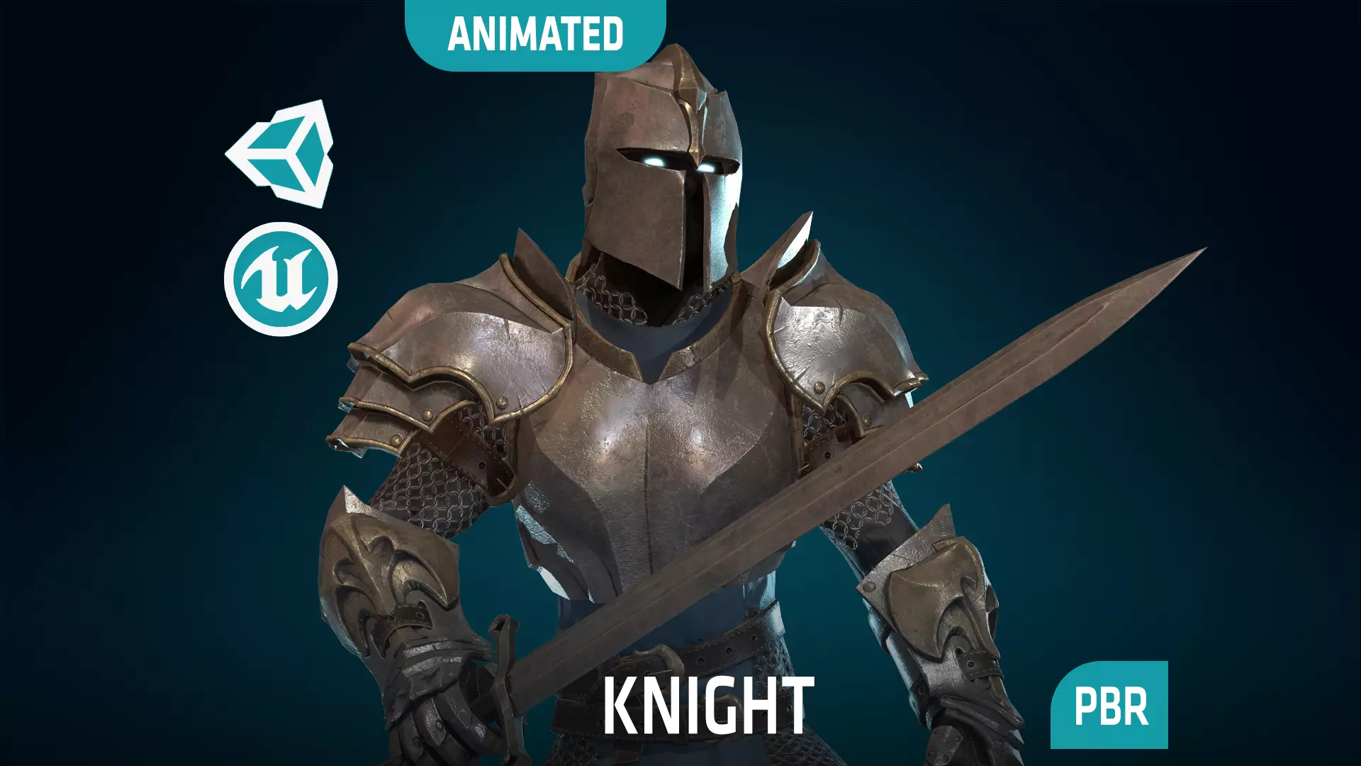 Knight - Rigged - Animated - Game Ready Low-poly 3D model_0