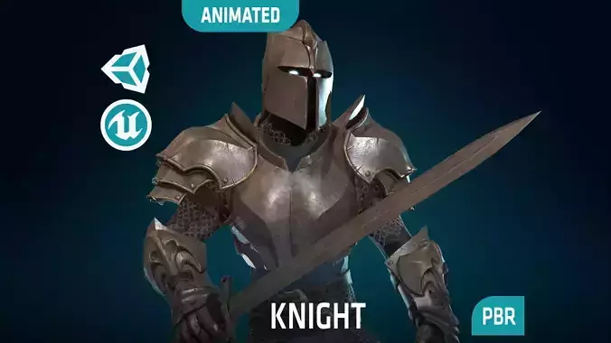 Knight - Rigged - Animated - Game Ready Low-poly 3D model