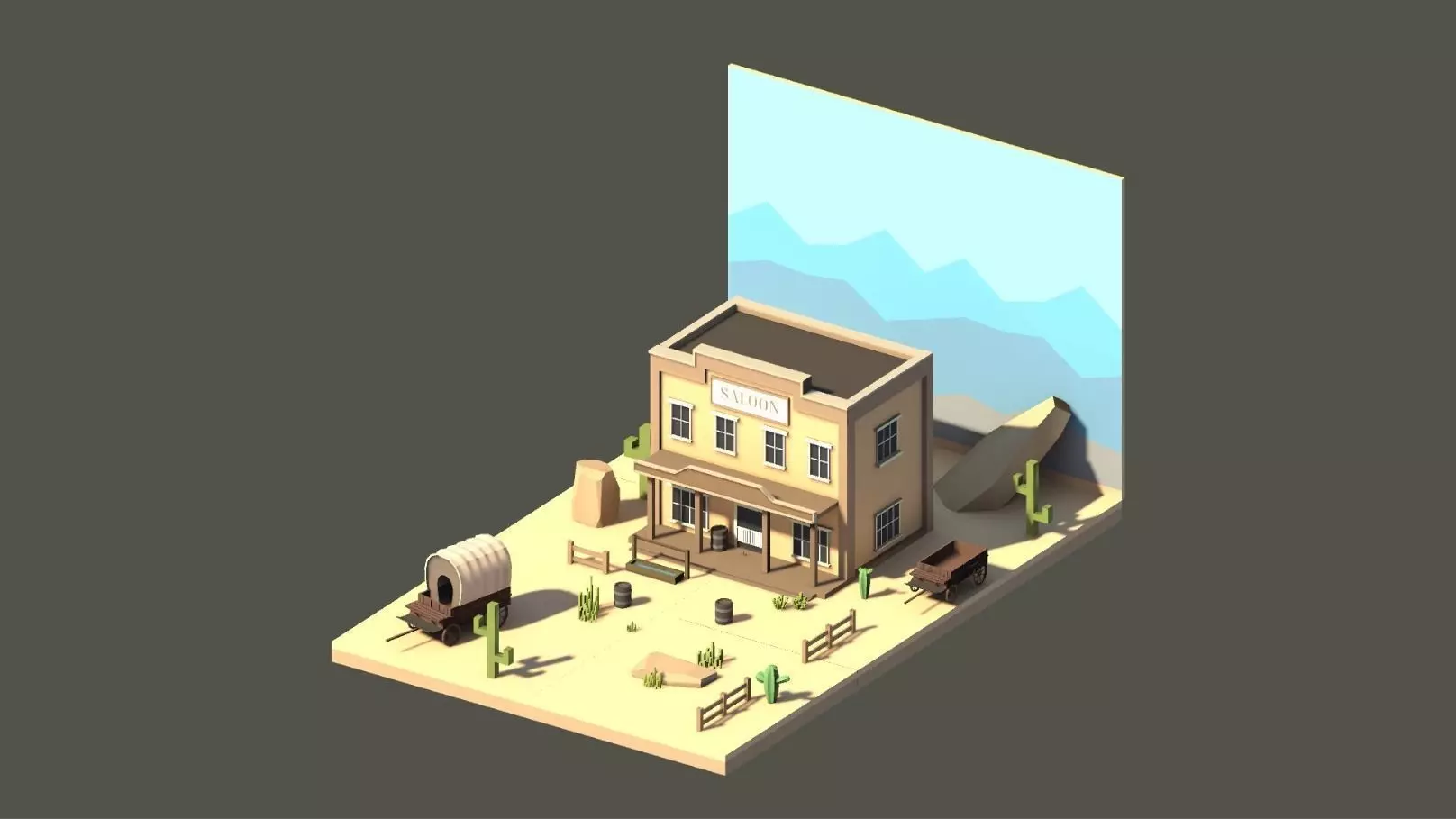 Low Poly Wild West Low-poly 3D model