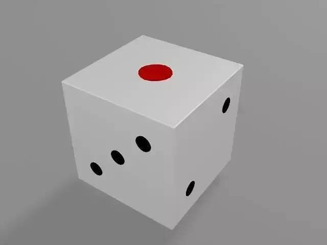 Dice 3D model with dot