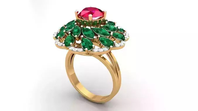  Women cocktail ring 3dm stl render detail 