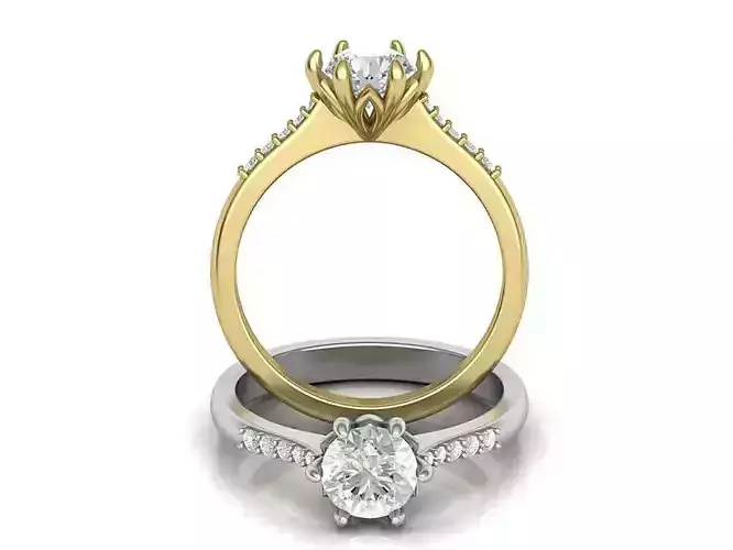 Solitaire Lotus  6 prongs design ring  3d model N10321 