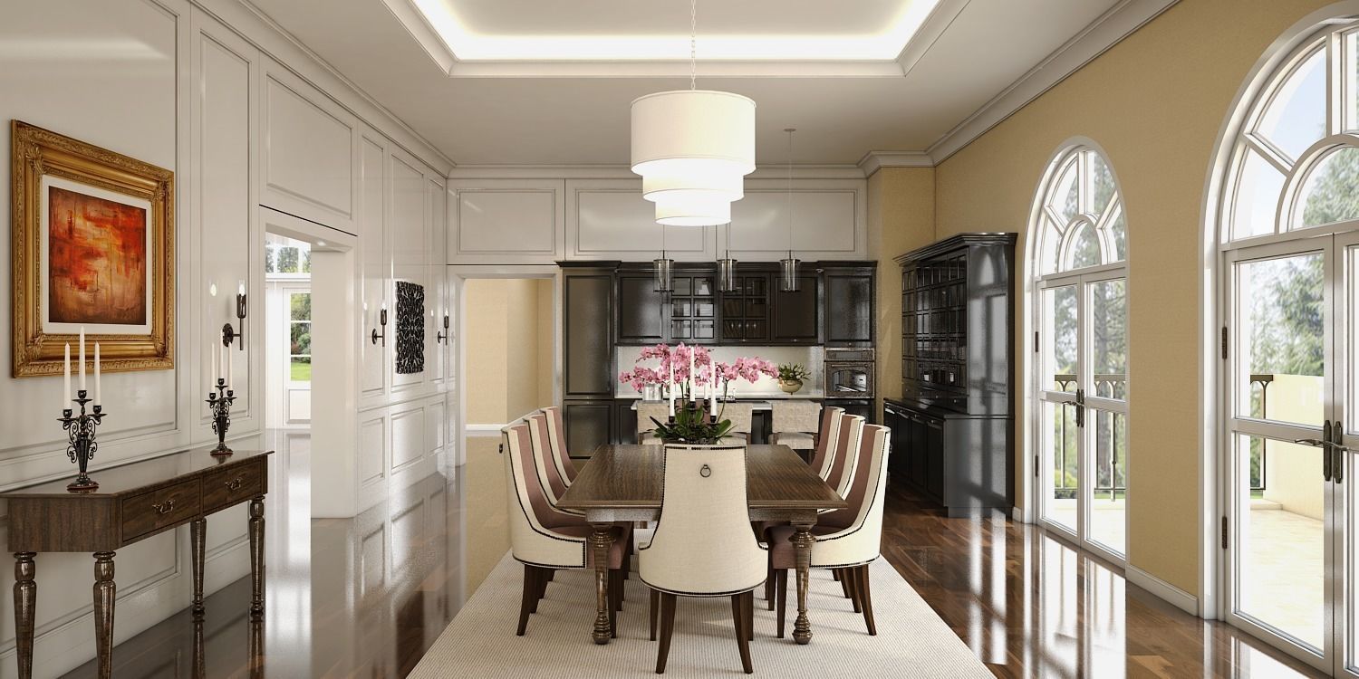 Diningroom dining room with windows 3D model_1