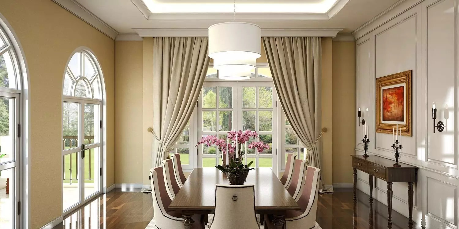 Diningroom dining room with windows 3D model_0