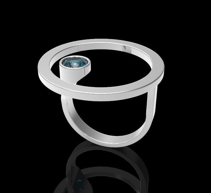 Ring with gem 5mm 6mm and ring with sphere 3D print model_2