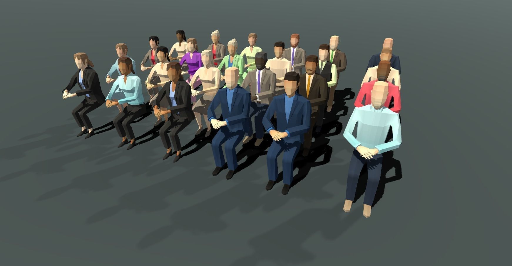 Low Poly Business people with Unity and UE4 21 Packages Low-poly 3D model_4