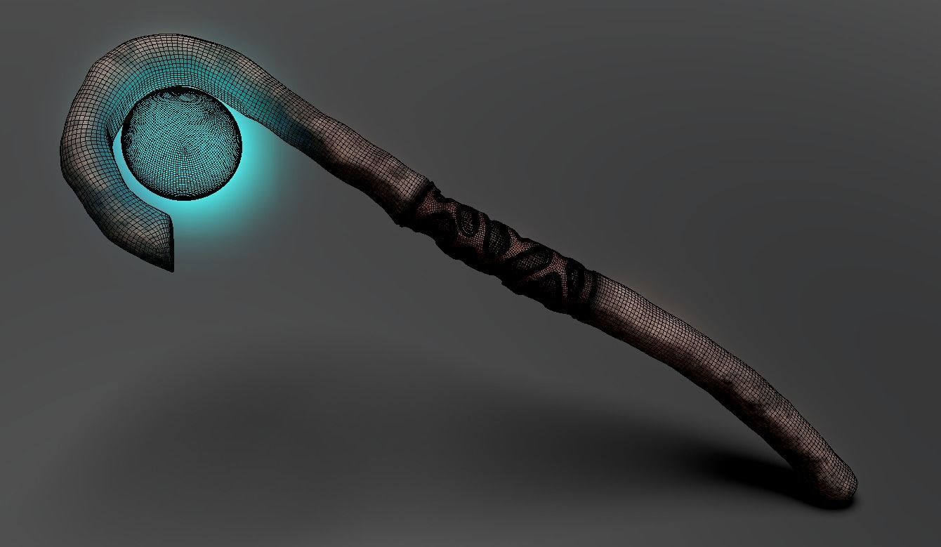 Mage Staff Low-poly 3D model_1