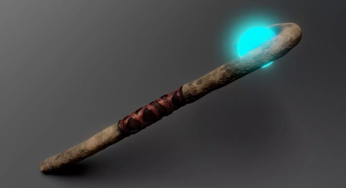 Mage Staff Low-poly 3D model_0