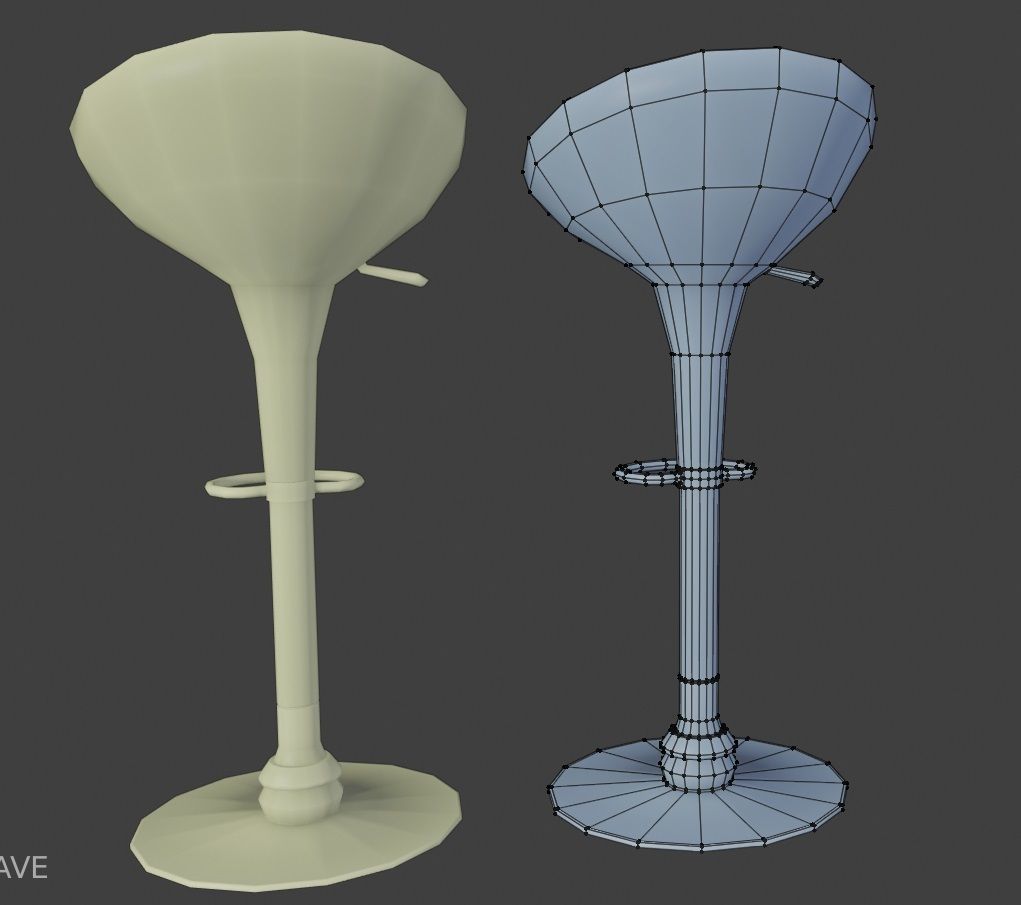 bar stool model Low-poly 3D model_7