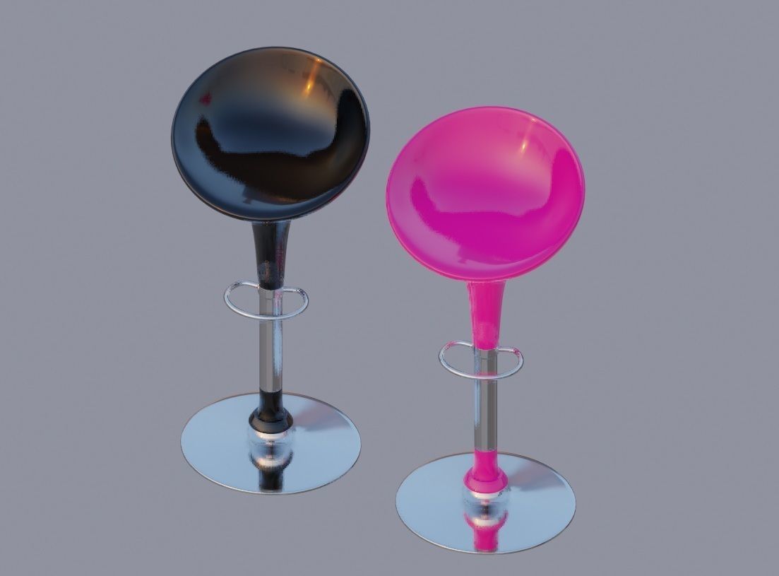 bar stool model Low-poly 3D model_1