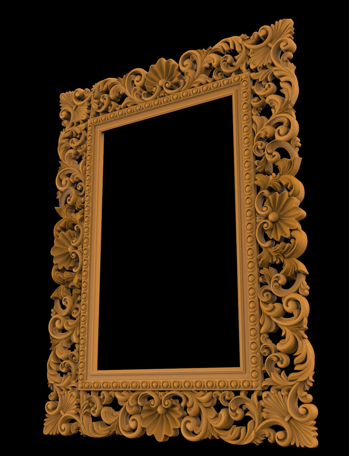 Carved CNC 3D rectangular model of mirror frame 3D print model 3D print model_1