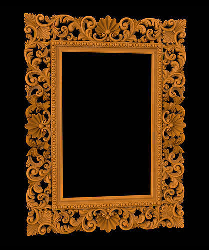 Carved CNC 3D rectangular model of mirror frame 3D print model 3D print model