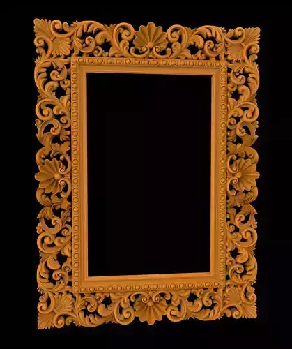 Carved CNC 3D rectangular model of mirror frame 3D print model
