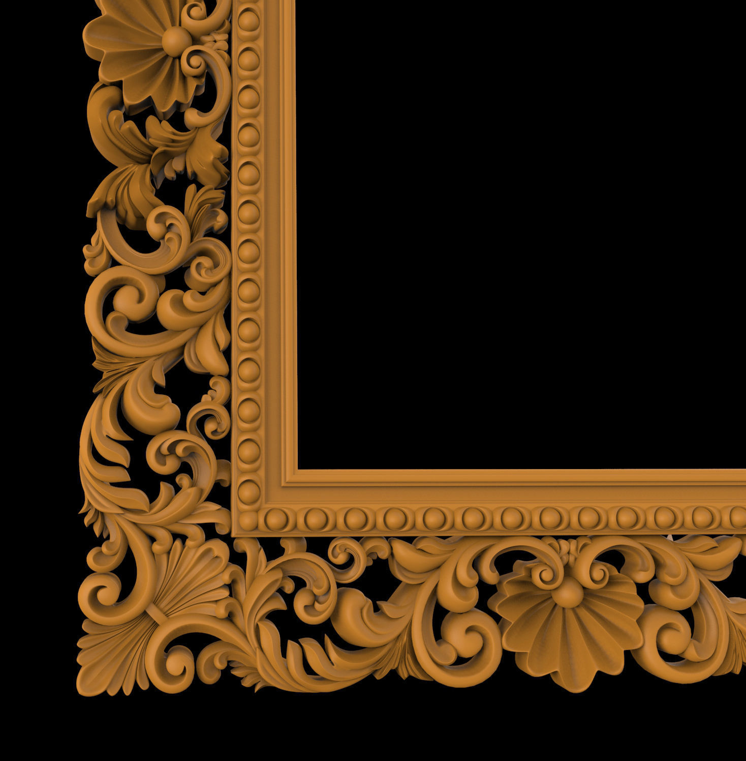 Carved CNC 3D rectangular model of mirror frame 3D print model 3D print model_2