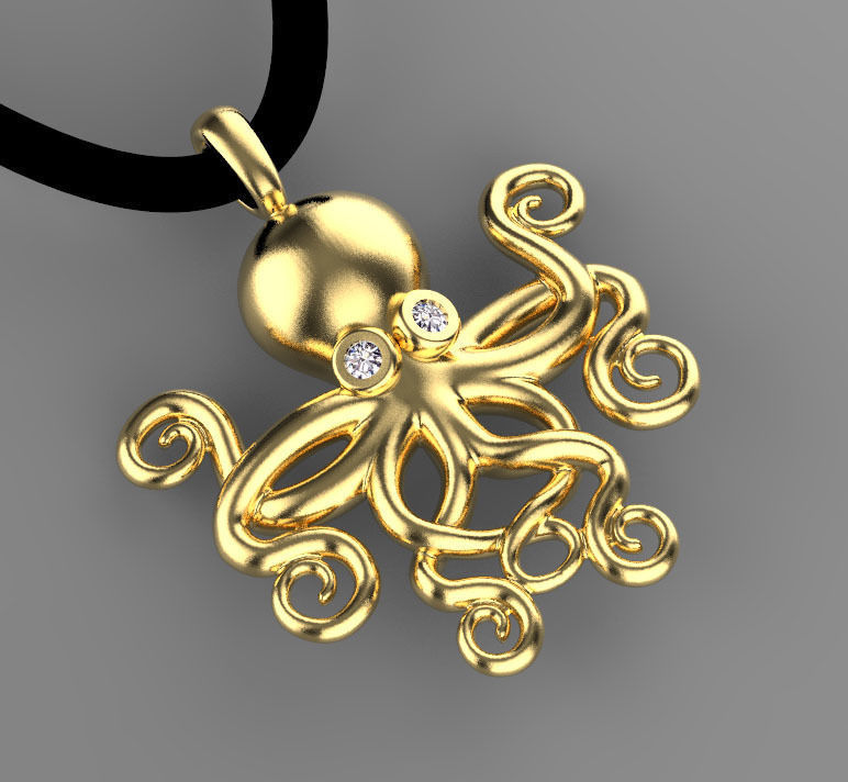 pendant octopus 3D print model_22