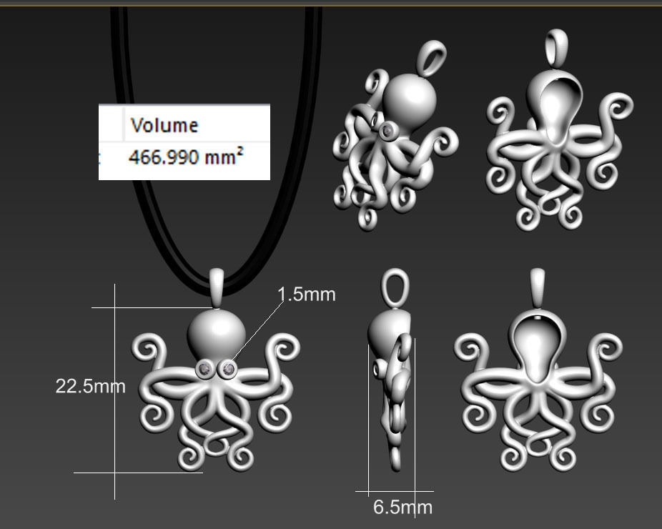 pendant octopus 3D print model_34