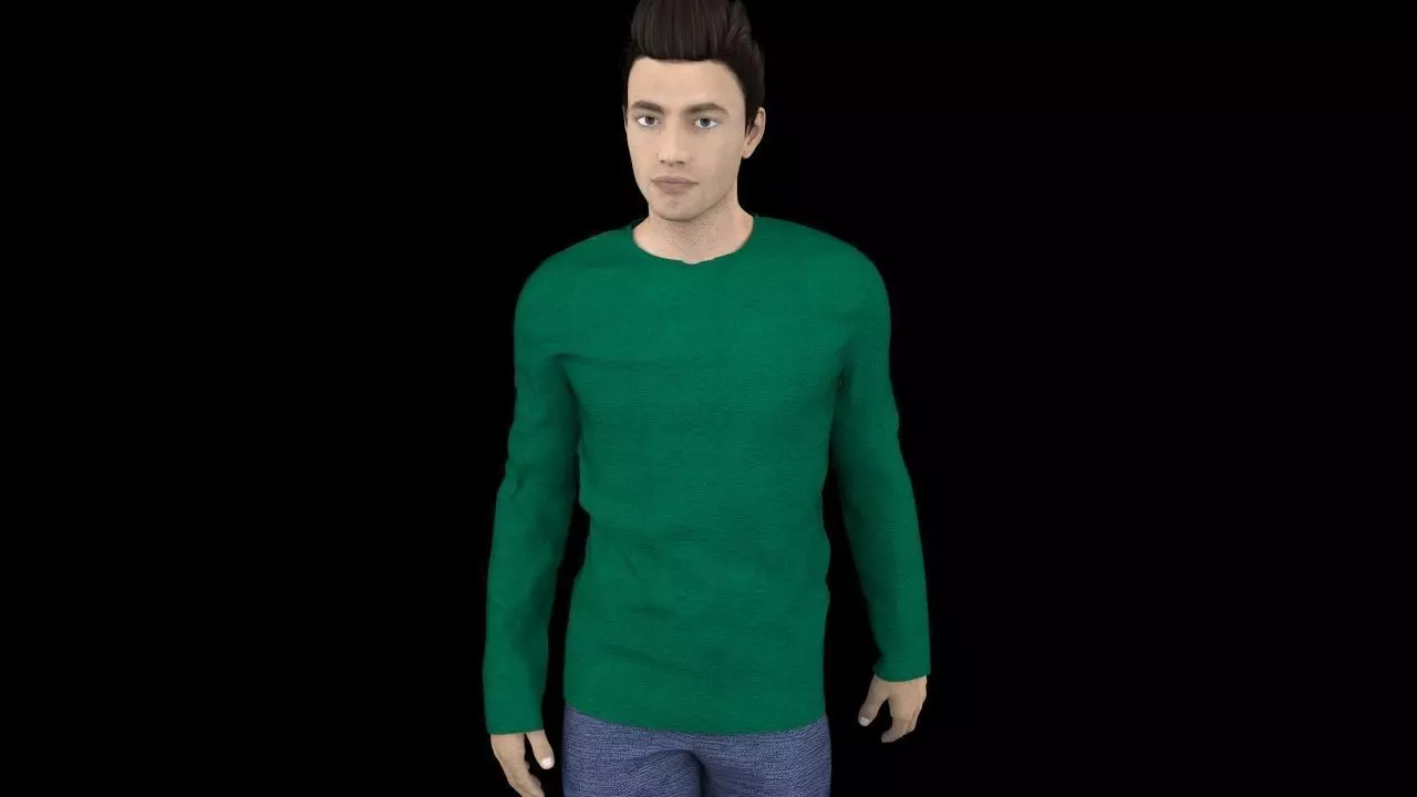 Male Full Sleeve T-Shirt Free low-poly 3D model