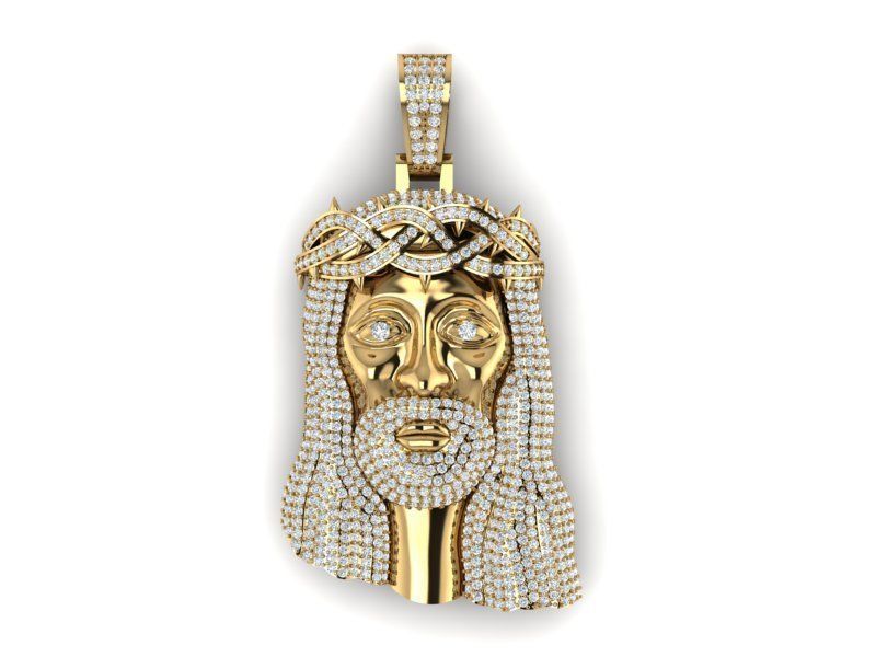 Jesus head pendant  3D print model_1