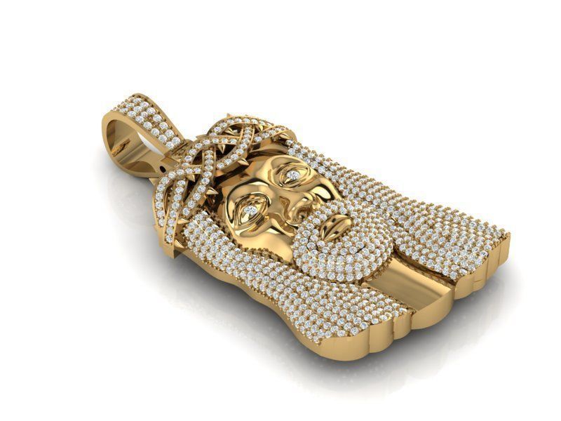 Jesus head pendant  3D print model_2