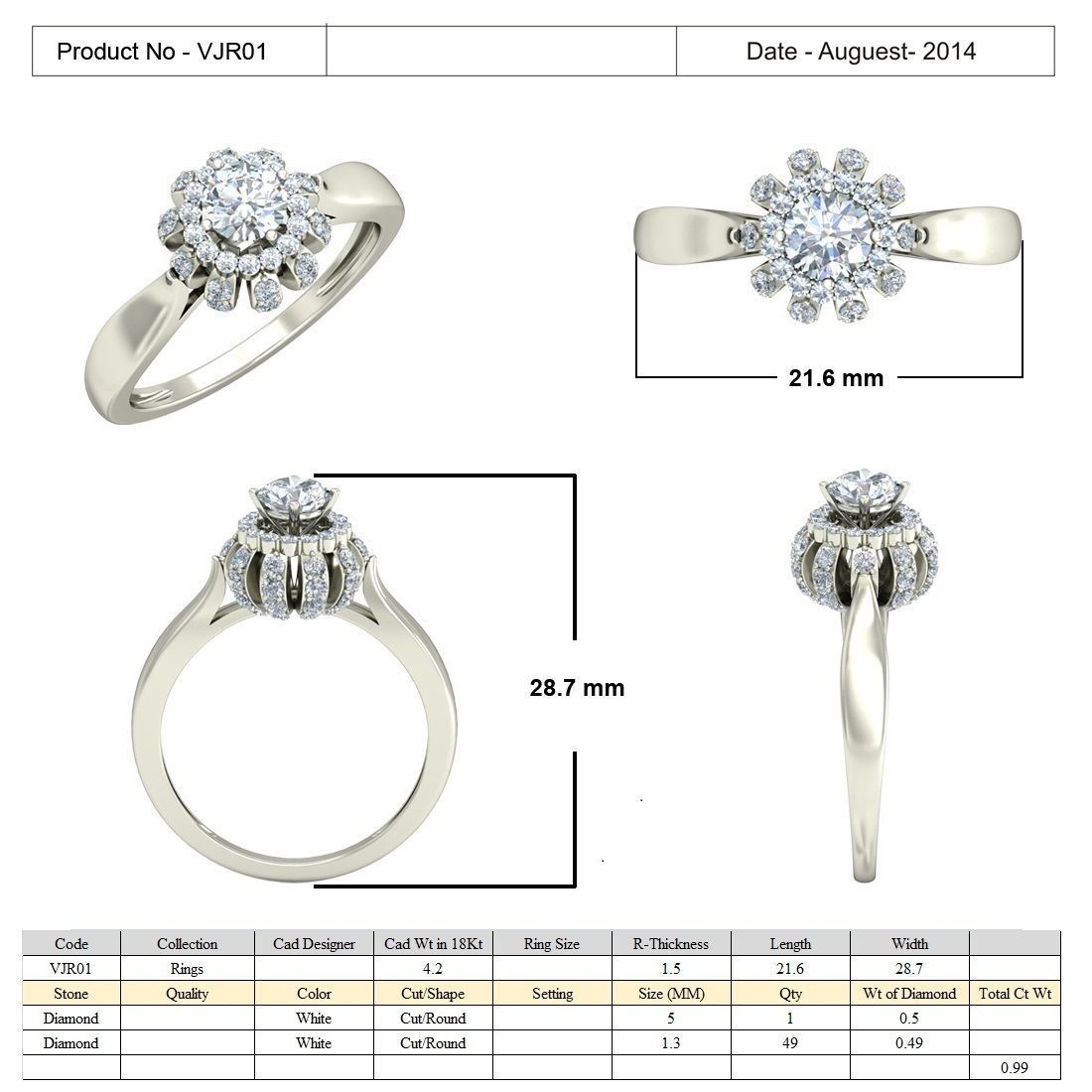 solitaire ring 3dm stl render detail 3D print model_5