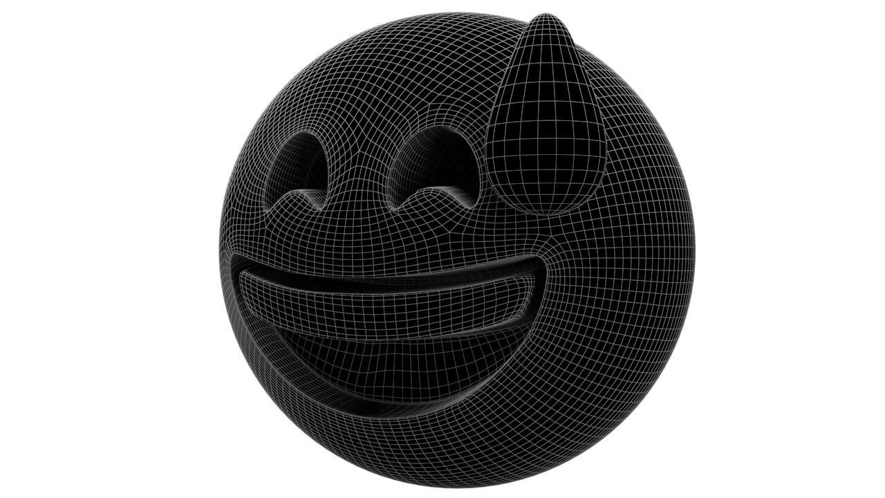 Grinning Face 04 Low-poly 3D model_5