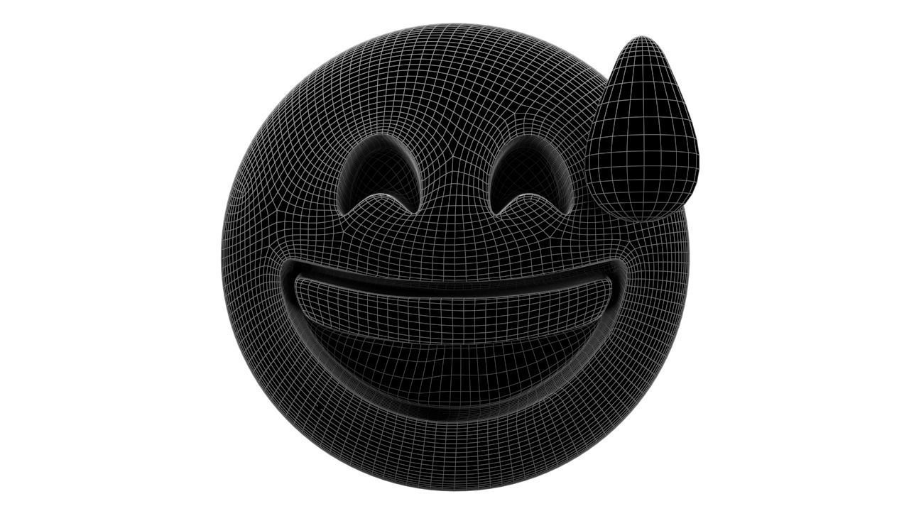 Grinning Face 04 Low-poly 3D model_6