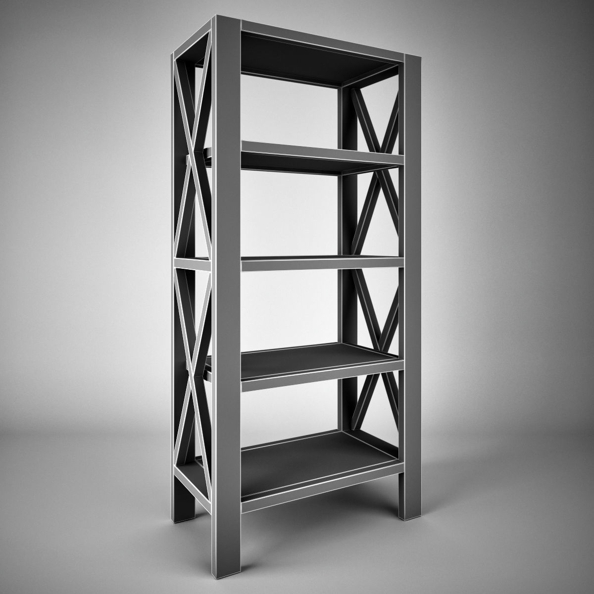 3D model Rustic X Tall Bookshelf VR / AR / lowpoly CGTrader