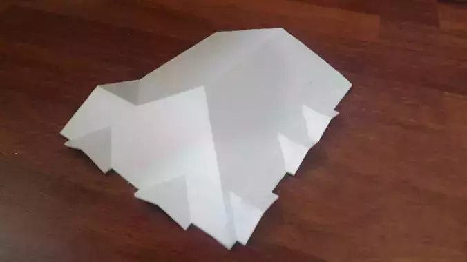 ROOF MODEL origami paper sculpture on wooden table