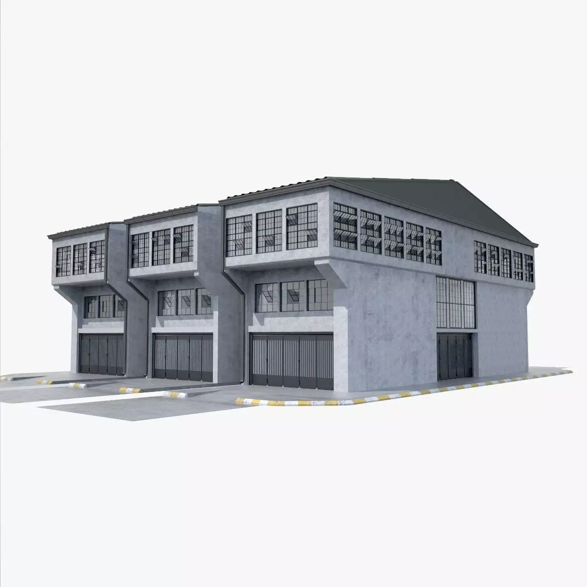 Modular Industrial Building 3D model_0