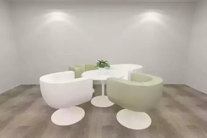 Discussion set dining table and chairs with walls 3D model