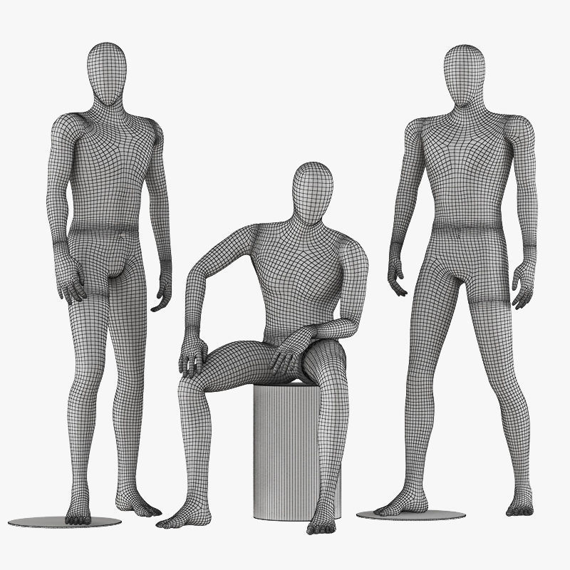 Three male mannequins 21 3D model_3