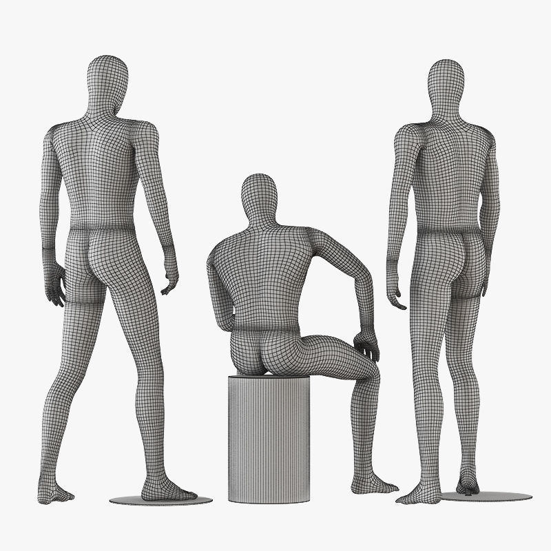 Three male mannequins 21 3D model_4