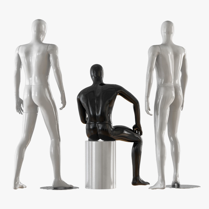 Three male mannequins 21 3D model_2